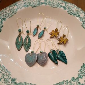 Egyptian style marquise earrings with patina